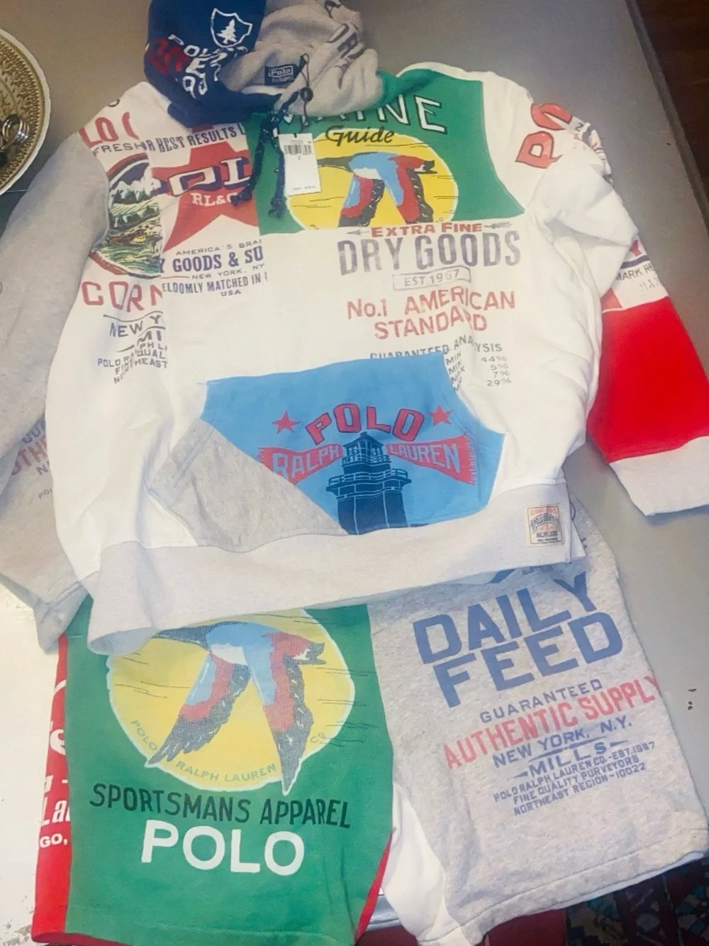 Polo Ralph Lauren ‘Dry Goods’ graphic hoodie and sweat shorts bundle
